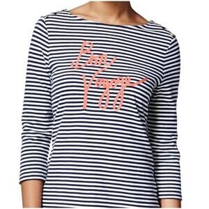 Charter Club Bon Voyage 3/4 Sleeve Tee Navy Blue White Stripe XL